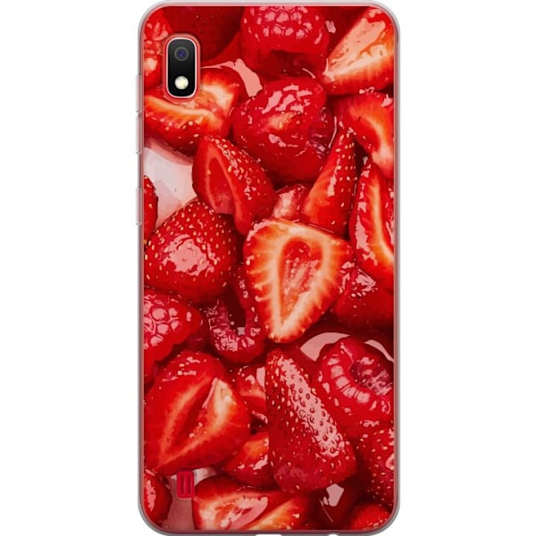 Samsung Galaxy A10 Genomskinligt Skal Jordgubbsmönster – sött motiv med sommarkänsla