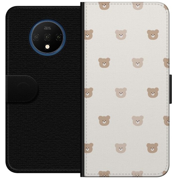OnePlus 7T Lompakkokotelo Teddy-tausta - söpöt teddykarhut p