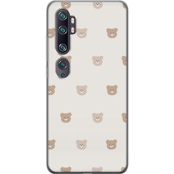 Xiaomi Mi Note 10 Läpinäkyvä kuori Teddy-tausta - söpöt teddykarhut pehmeällä taustalla