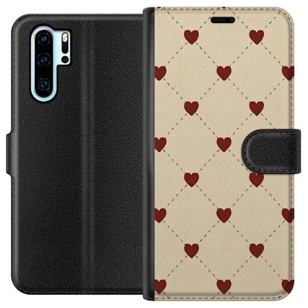Huawei P30 Pro Tegnebogsetui Hjertegitter