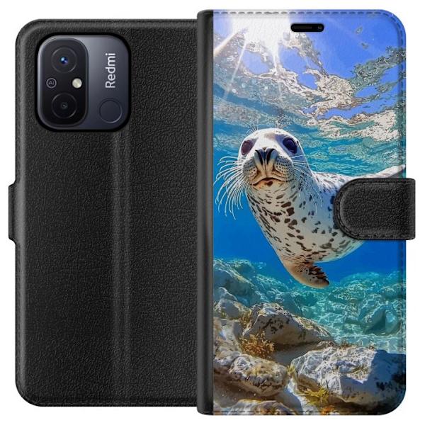 Xiaomi Redmi 12C Lompakkokotelo Myynti Meri Uiminen Eläinaihe Luonto Vesimotiivi Sininen Suunnittelu Meriteema Suosittu Motiivi Villieläimet