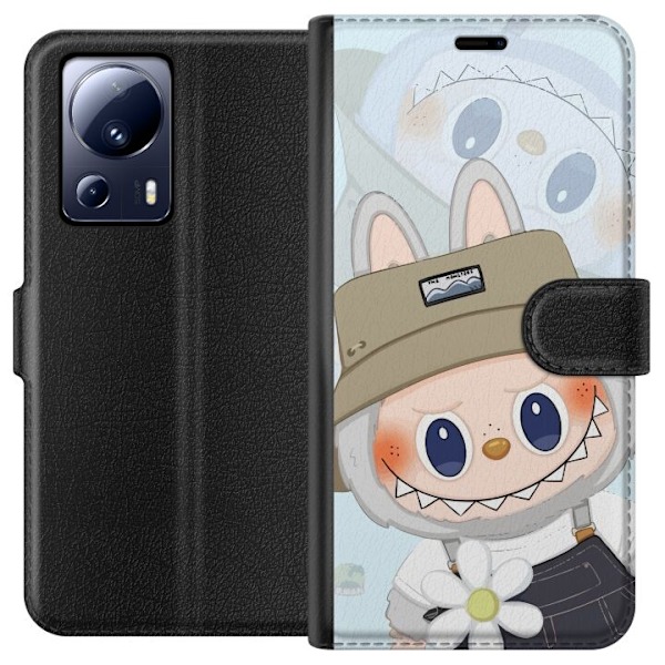 Xiaomi 13 Lite Plånboksfodral Labubu med hatt – Pop Mart-figur Mr. Butcher i retro stil med karaktär