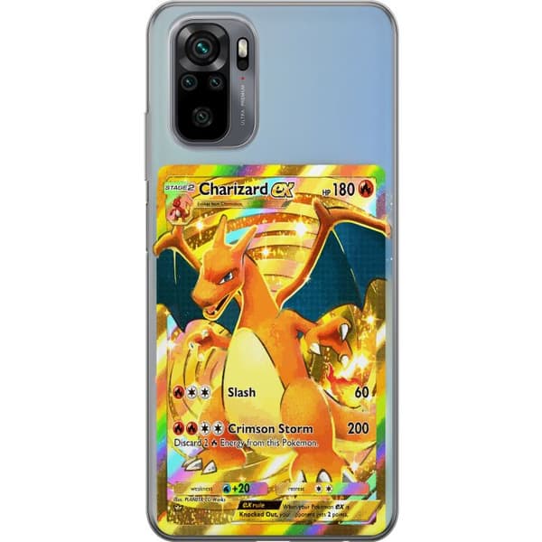 Kompatibelt Mobildeksel til Xiaomi Redmi Note 10S GyllenCharizard EX samlerkort med regnbueeffekter gull