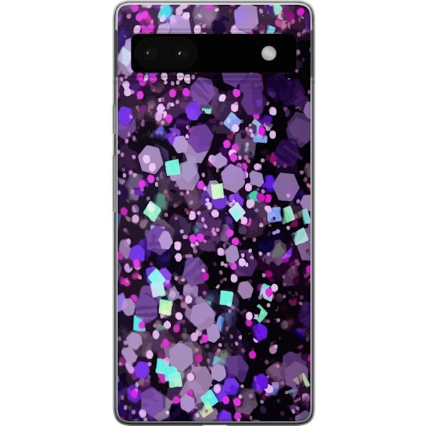 Google Pixel 6a Gjennomsiktig deksel Lilla Glitter