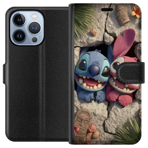 Apple iPhone 13 Pro Tegnebogsetui Stitch Angel Lilo & Stitch Motiv Disney Kærlighed Tegneseriekarakter Populær Blå Alien Sjov Disney-film