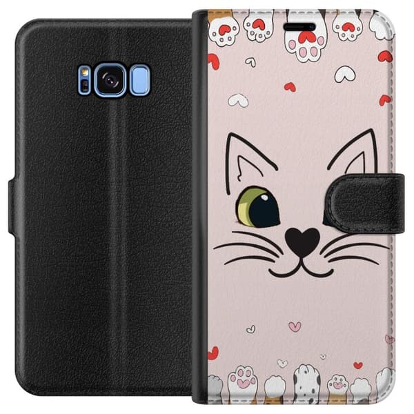 Kompatibelt Plånboksfodral till Samsung Galaxy S8 Mjooo Katt