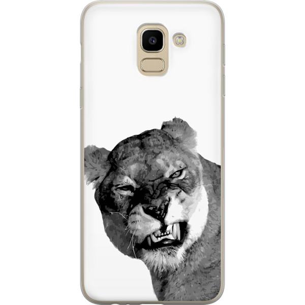 Samsung Galaxy J6 Genomskinligt Skal Lejon Konst Artistiskt Djurmotiv Afrikanskt Stil Djungel Känsla Grafiskt Motiv Hemdekor Djurtema