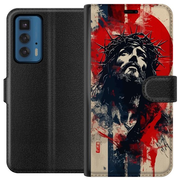 Motorola Edge 20 Pro Lompakkokotelo Jeesus ristillä - kristil