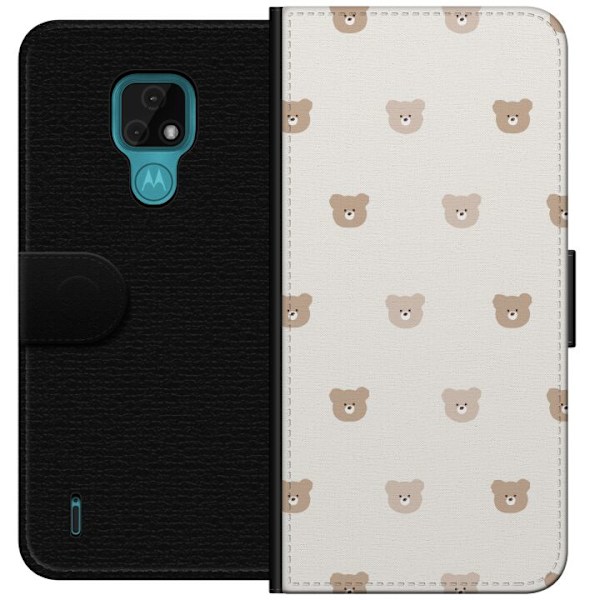 Motorola Moto E7 Tegnebogsetui Teddybaggrund - søde teddybjørne mod en blød baggrund