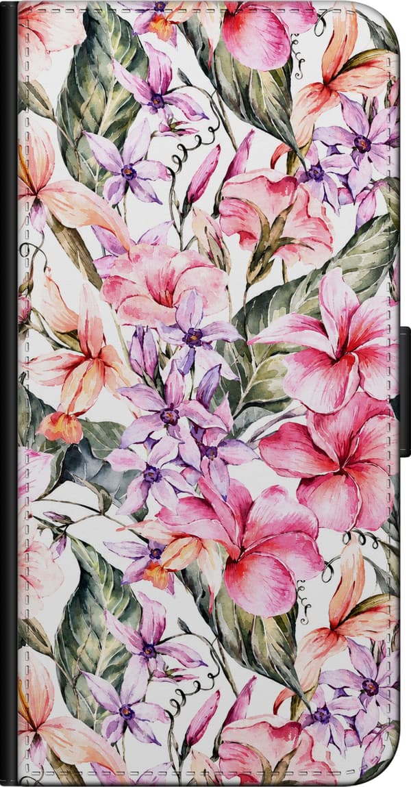 Kompatibel Tegnebogsetui til Samsung Galaxy Note10+ Lyserøde pastelblomster pink