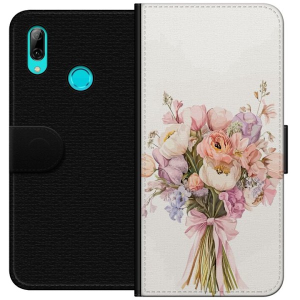 Huawei P smart 2019 Plånboksfodral Mobilskal med färgglad blombukett i romantisk stil