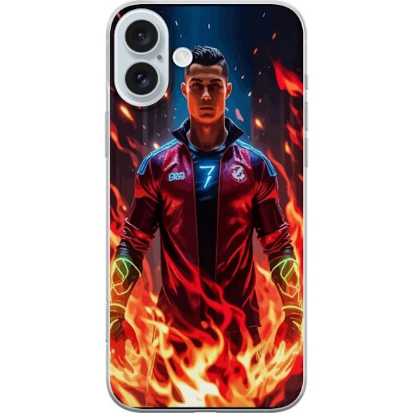 Apple iPhone 16 Plus Gennemsigtig cover Ronaldo Inferno - fodboldhelt i flammer