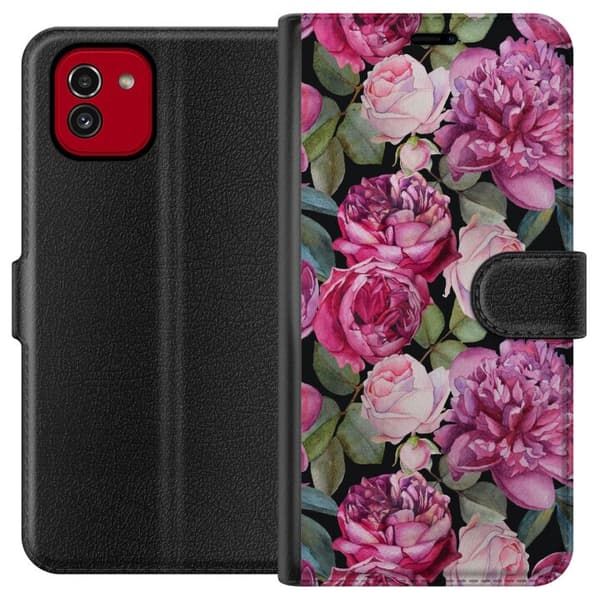 Kompatibel Tegnebogsetui til Samsung Galaxy A03 Blomster
