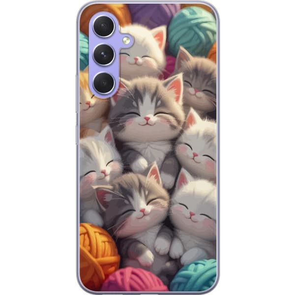 Kompatibelt Mobilskal till Samsung Galaxy A54 Sovande kattungar beige