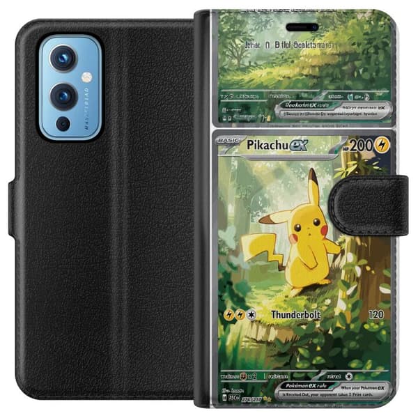 Kompatibelt Plånboksfodral till OnePlus 9 Pikachu grön