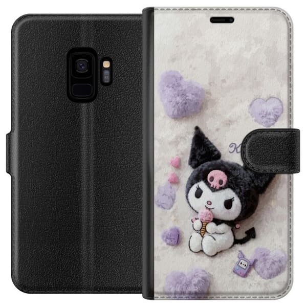 Kompatibel Tegnebogsetui til Samsung Galaxy S9 Sød sort-hvid figur med lyserød is og bløde hjerter hvid