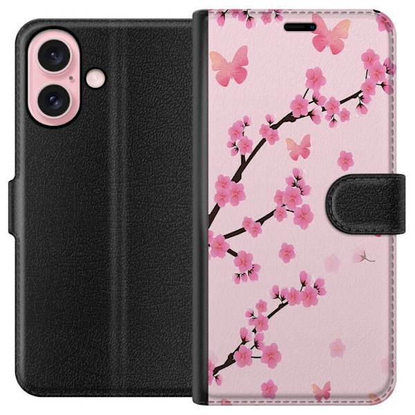 Apple iPhone 16 Tegnebogsetui Blomster