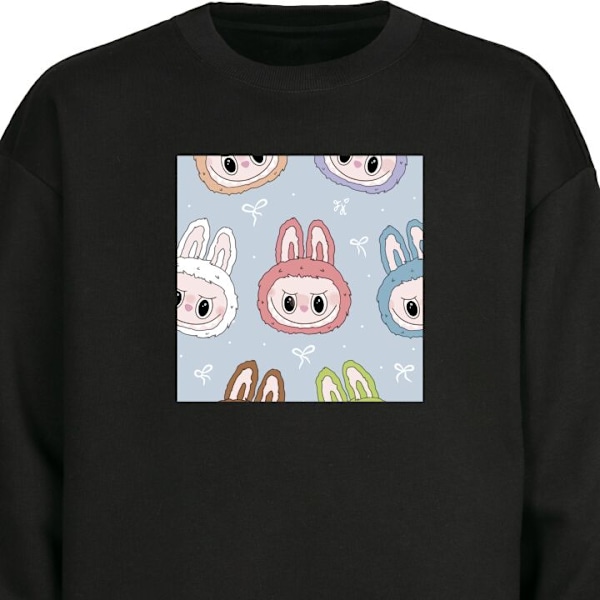 Sweatshirt til Voksne | Klassisk Collegebluse Pastel Labubu sort M