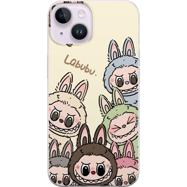 Kompatibelt Mobildeksel til Apple iPhone 14 Monsterkanindukke med blomsterkrans vinylfigur