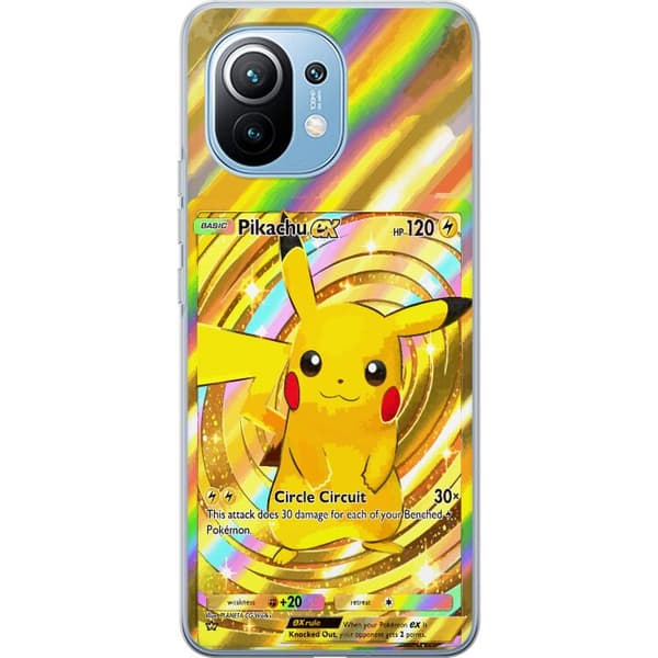 Kompatibelt Mobildeksel til Xiaomi Mi 11 Gullig Pikachu EX samlebilde med regnbueeffekter gull