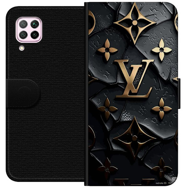 Huawei P40 lite Plånboksfodral Louis Vuitton Dark Mode Design Svart Lyx Stil Fashion Populärt Grafiskt Mönster Modeikon Lyxmärke
