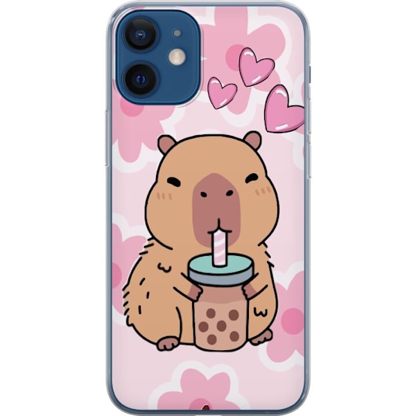 Apple iPhone 12 mini Genomskinligt Skal Kawaii Capybara Hjärtan Anime Stil Söt Design Djurmotiv TikTok Populärt Present Tjej