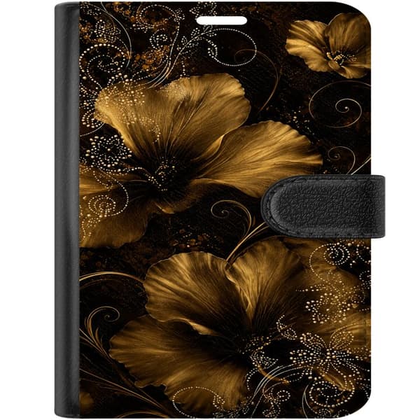 Kompatibelt Lommeboketui til Apple iPhone Duo Gylden Noir-blomstring svart