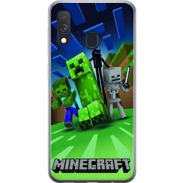Samsung Galaxy A40 Genomskinligt Skal Minecraft Creeper mobilskal i klassisk grön pixelstil