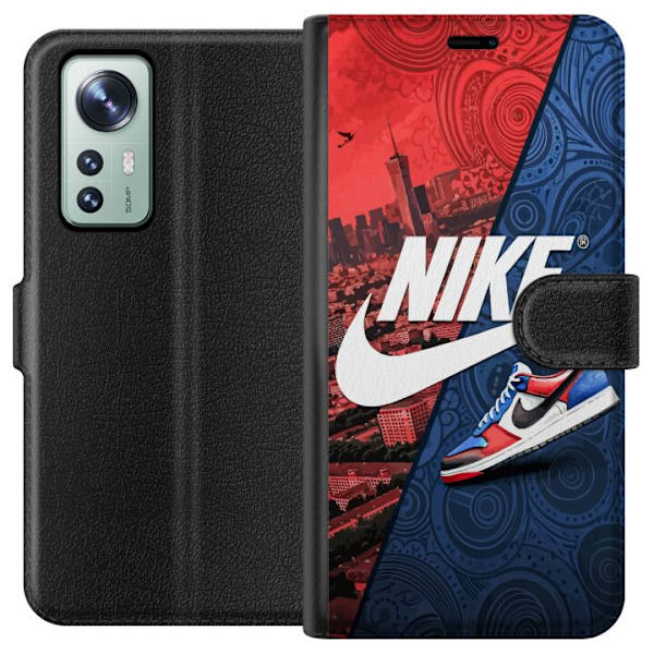Xiaomi 12 Lompakkokotelo  Nike Logo Punainen Sininen Lenkkarit Tyyli Urheilu Muoti Suosittu Swoosh Kuviointi Harjoitusvaatteet Graafinen Ikoni
