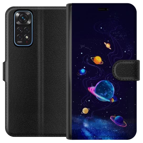 Kompatibel Tegnebogsetui til Xiaomi Redmi Note 11 Farlige planeter og stjerner i et animeret rumlandskab blå