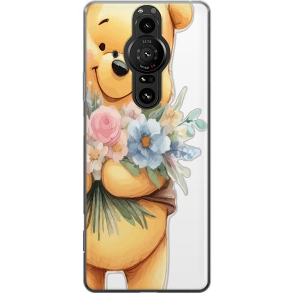 Sony Xperia Pro-I Gjennomsiktig deksel Nalle Puh med blomster - klassisk barnefavoritt i en blomstrende vår miljø