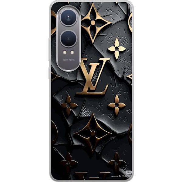 OnePlus Nord CE4 Lite Genomskinligt Skal Louis Vuitton Dark Mode Design Svart Lyx Stil Fashion Populärt Grafiskt Mönster Modeikon Lyxmärke