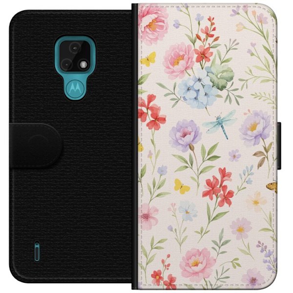 Motorola Moto E7 Lompakkokotelo Kukat