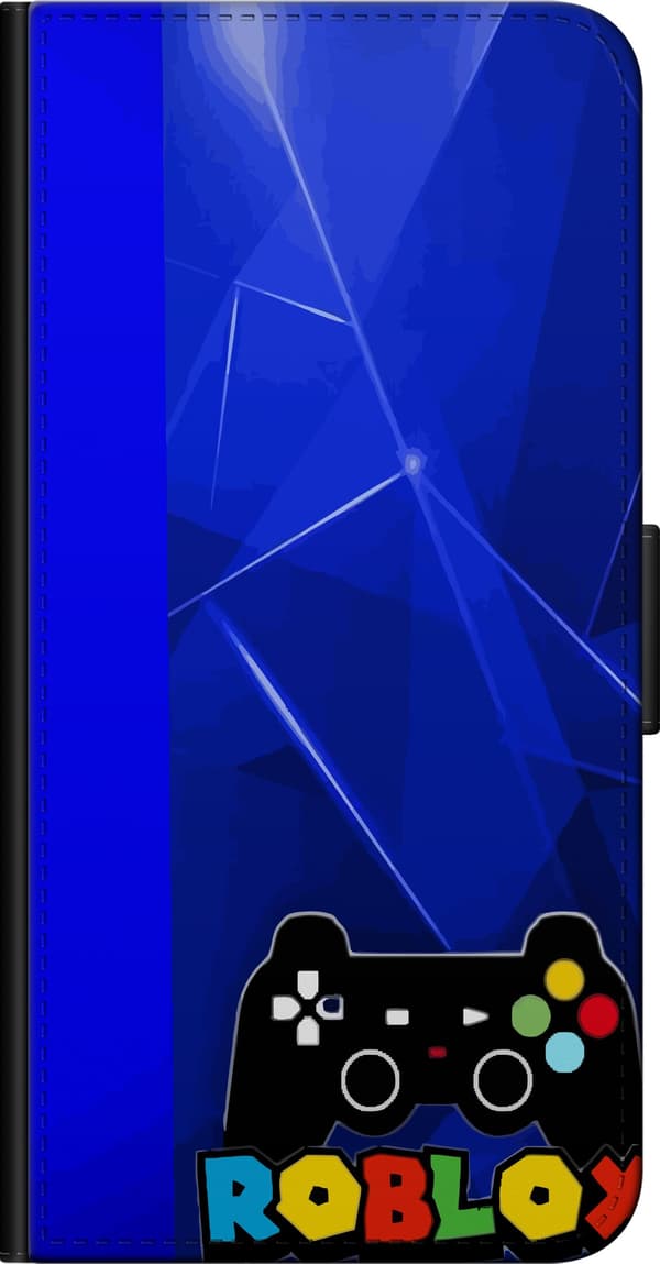 Kompatibel Tegnebogsetui til Samsung Galaxy Note10+ Gamingmotiv med sort gamecontroller og farverig spiltekst på abstrakt blå baggrund blå