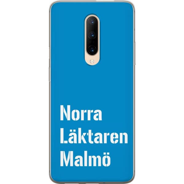 Kompatibelt Mobildeksel til OnePlus 7 Pro Minimalistisk blå tekstdesign med Malmö-tema og moderne typografisk stil blå