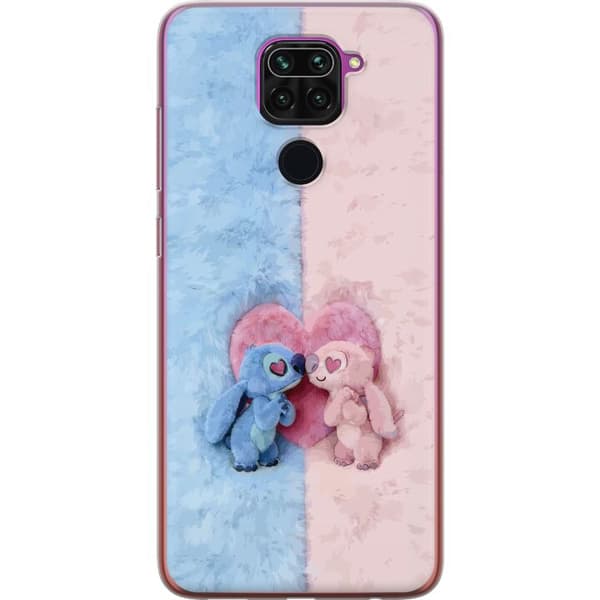 Kompatibel Mobilcover til Xiaomi Redmi Note 9 Søde blå og lyserøde figurer foran et stort lyserødt hjerte pink