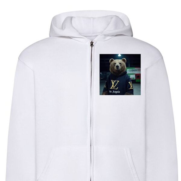 Zip-Hoodie | Huvtröja med Dragkedja för Vuxna LV Björn Palm vit S
