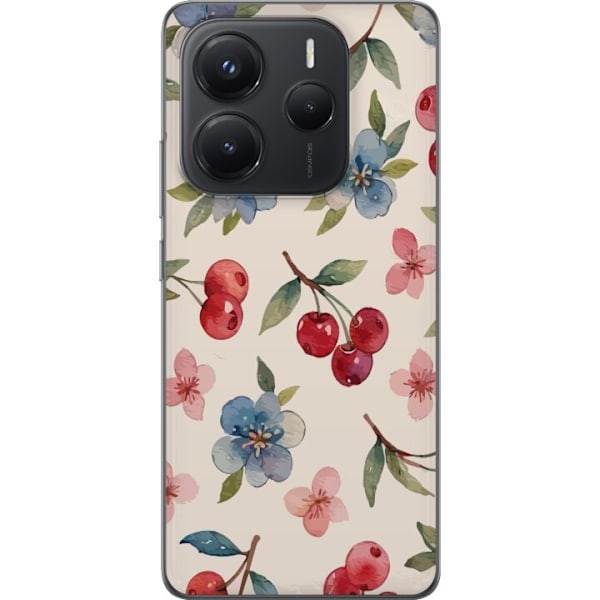 Xiaomi Redmi Note 14 Genomskinligt Skal Bär & Blommor – mö