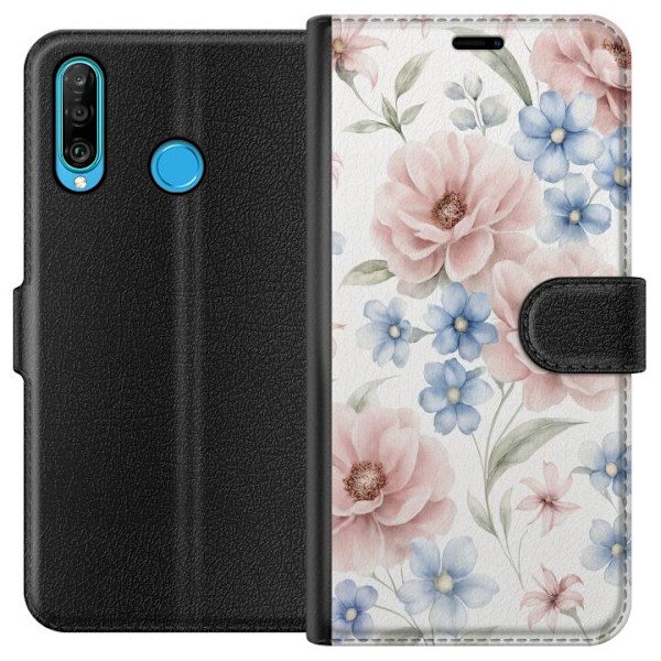 Huawei P30 lite Tegnebogsetui Romantiske blomster