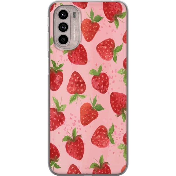 Motorola Moto G41 Gennemsigtig cover Jordbærdrømme - Retro-stil jordbærmønster