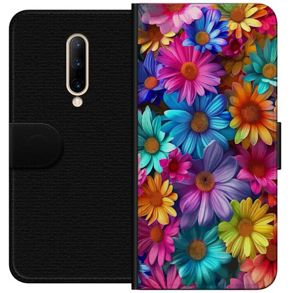 OnePlus 7 Pro Plånboksfodral Gerbera Blommor Färgglad Dekor Blommotiv Populärt Heminredning Färg Rik Väggkonst Design