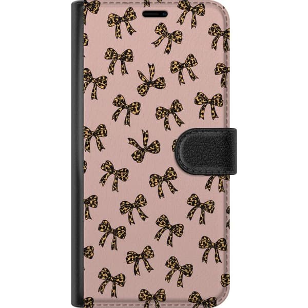 Kompatibel Tegnebogsetui til Apple iPhone 12 mini Leopardrosetter mønster lyserød baggrund leopardmønstrede sløjfer sød mode piget retrodesign mønste