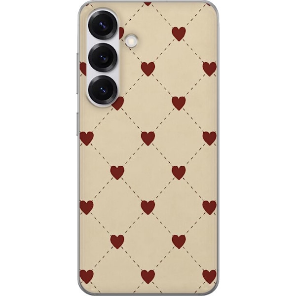 Samsung Galaxy S25 Genomskinligt Skal Heart Grid