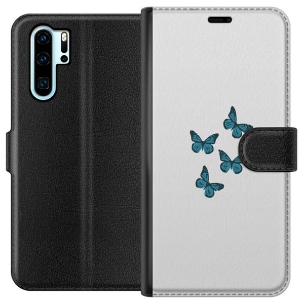 Kompatibel Tegnebogsetui til Huawei P30 Pro Sommerfugle