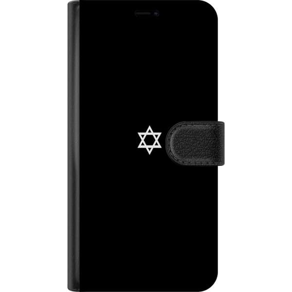 Kompatibel Tegnebogsetui til Apple iPhone 16e Hvid davidsstjerne på sort baggrund, minimalistisk jødisk symbolmotiv sort