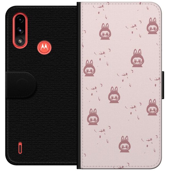 Motorola Moto E7 Power Tegnebogsetui Labubu Neon Pop - Neonfar