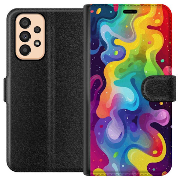 Samsung Galaxy A33 5G Plånboksfodral Color Splash Abstrakt Konst Design Färgstarkt Mönster Modern Populär Väggkonst Grafiskt Trend