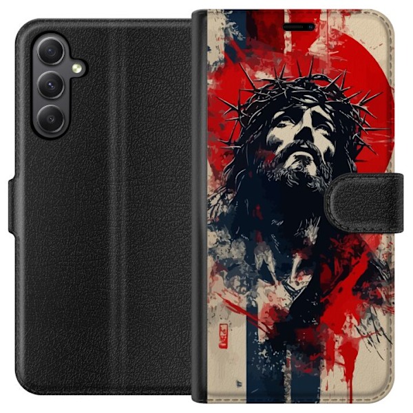 Samsung Galaxy S23 FE Lommeboketui Jesus med kors - kristent m