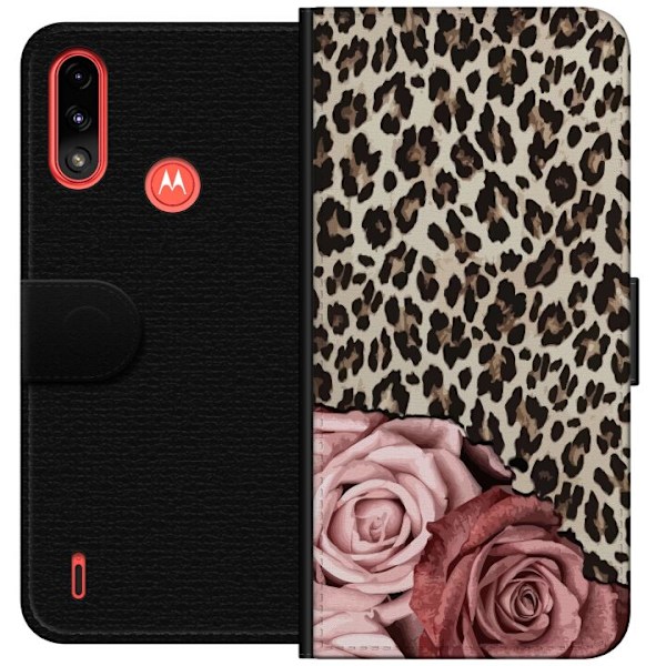 Motorola Moto E7 Power Lompakkokotelo Ruusut ja kuviot