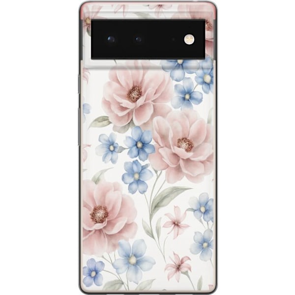 Google Pixel 6 Gennemsigtig cover Romantiske blomster